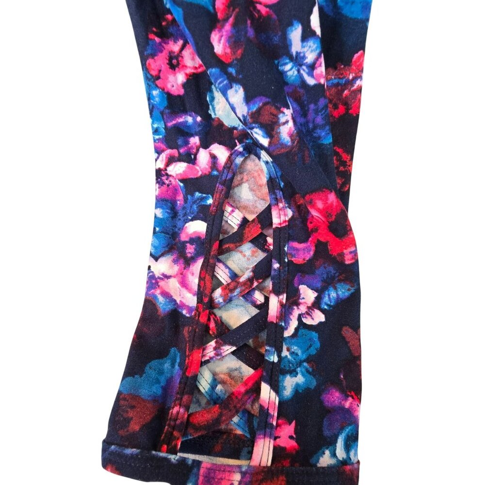 Womens Multi-Color Floral Leggings With Cut-Out Ankle Detail XXL (19) JJ4233 - Picture 7 of 8